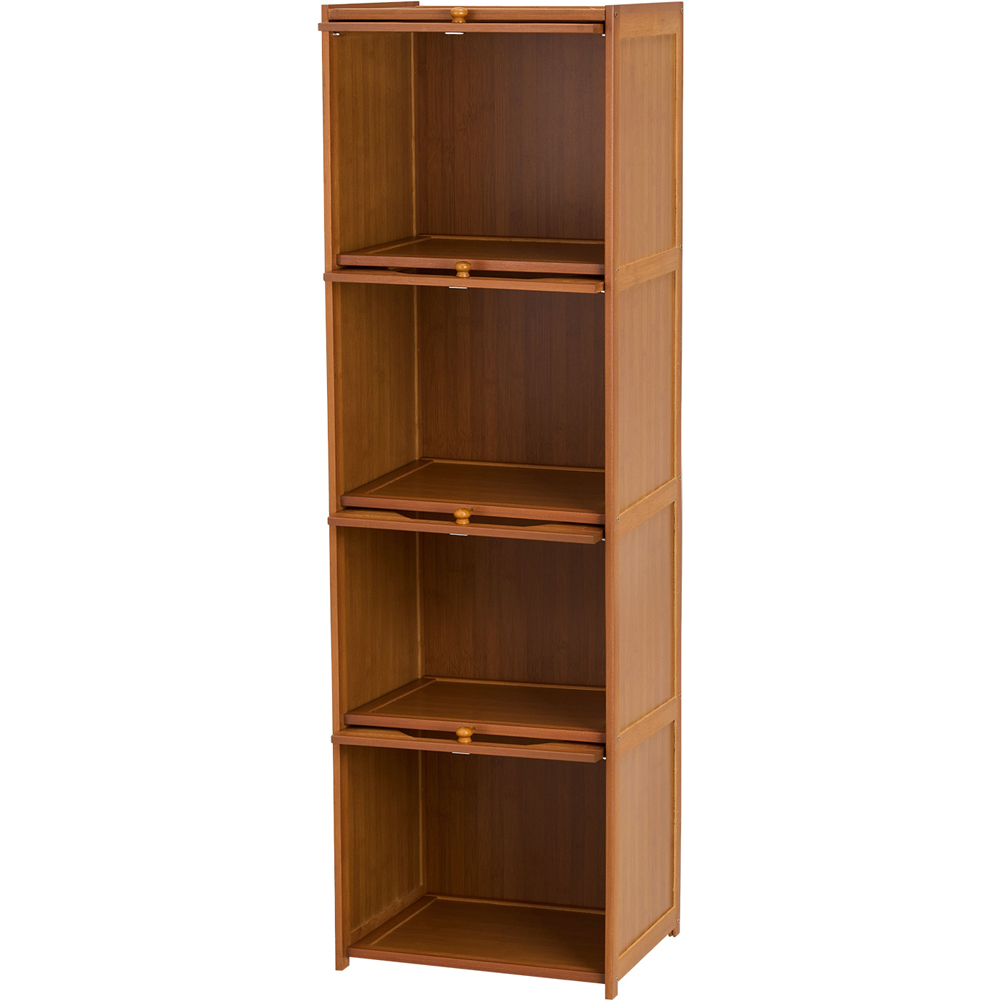 Living and Home 4 Acrylic Door Brown Bamboo Bookcase Image 5
