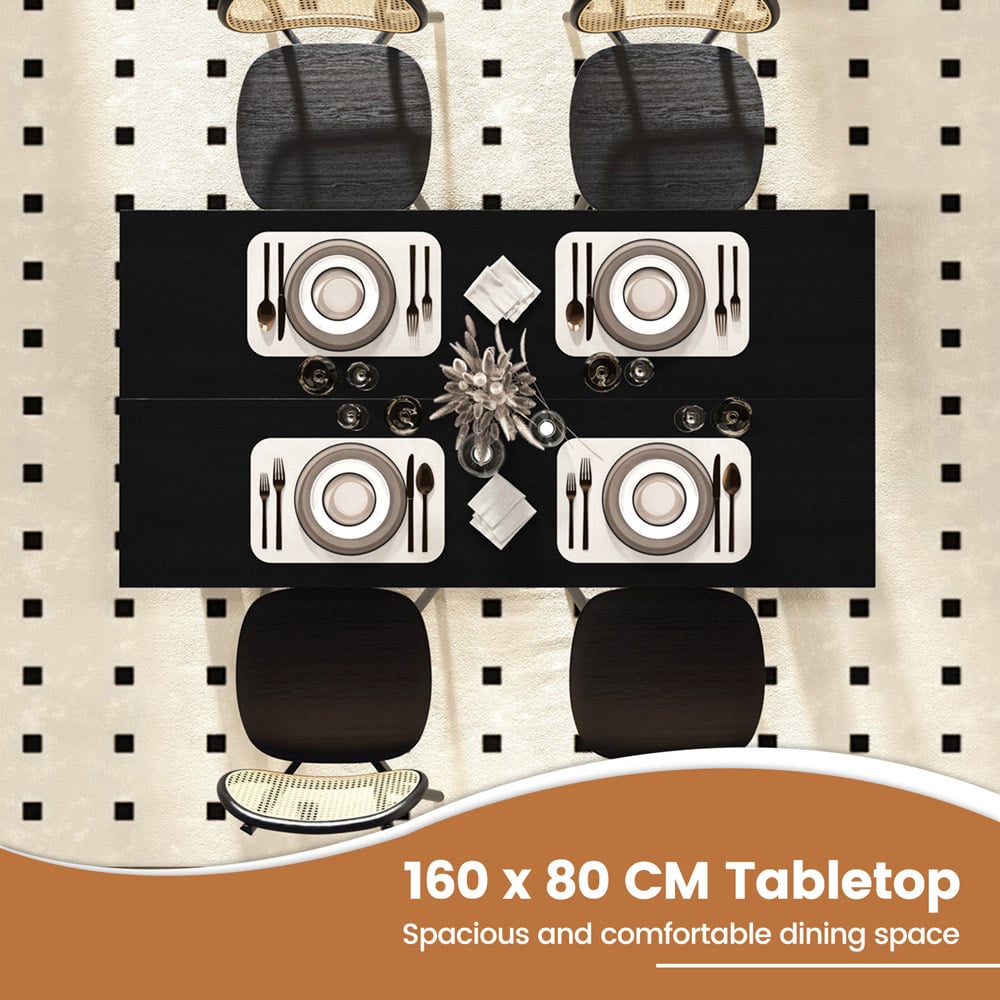 Costway 6 Seater Rectangular Dining Table Black Image 6