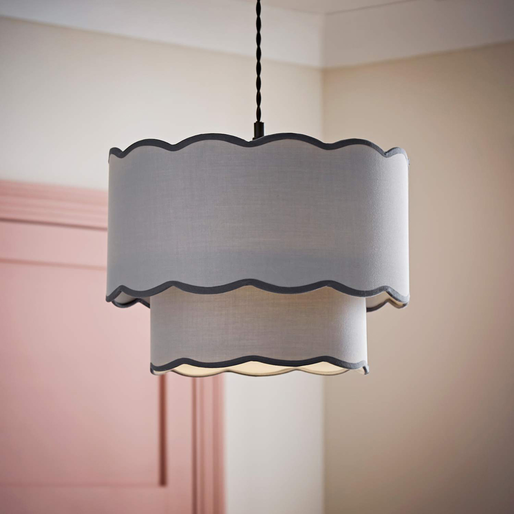 ValueLights Sloane 2 Tier Grey Colour Clash Scalloped Shade Image 2