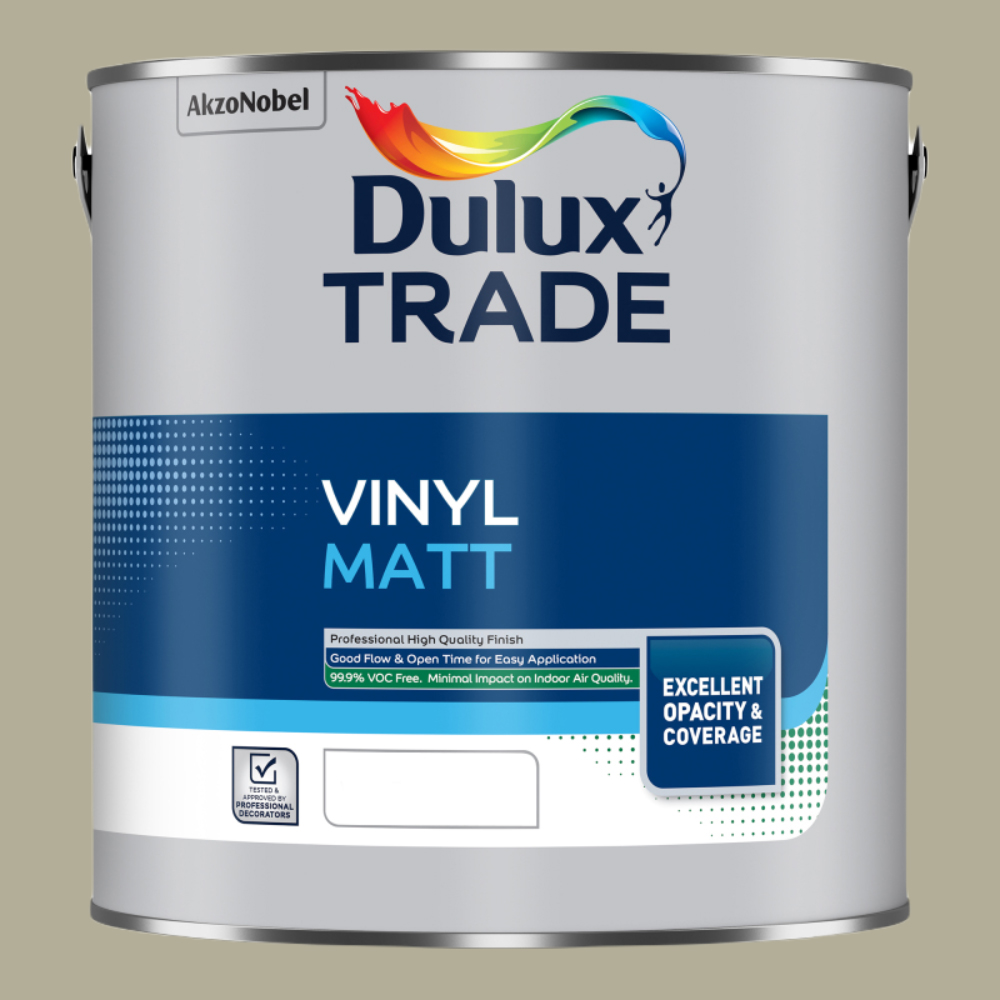 Dulux Trade Overtly Olive Walls and Ceilings Vinyl Matt Paint 2.5L Image 2
