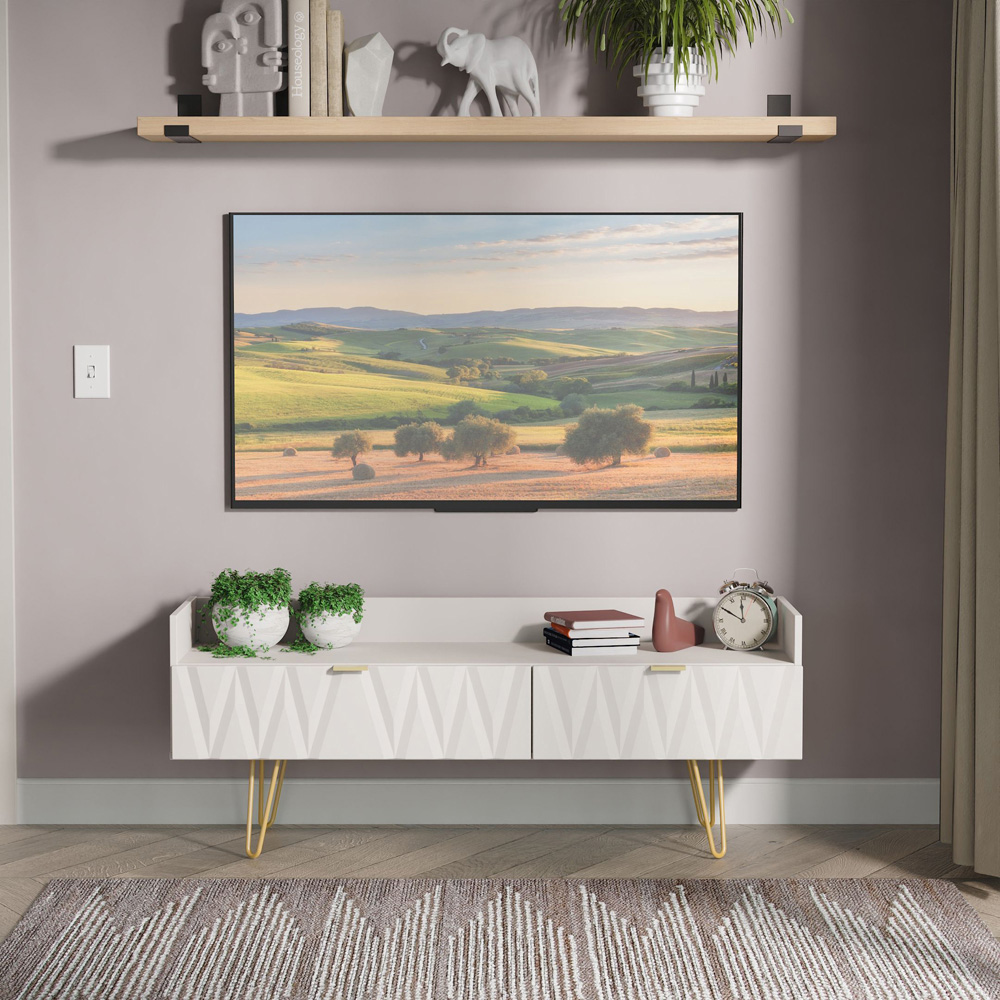 Crowndale Diamond 2 Drawer Kashmir Matt Wide TV Unit Ready Assembled Image 7