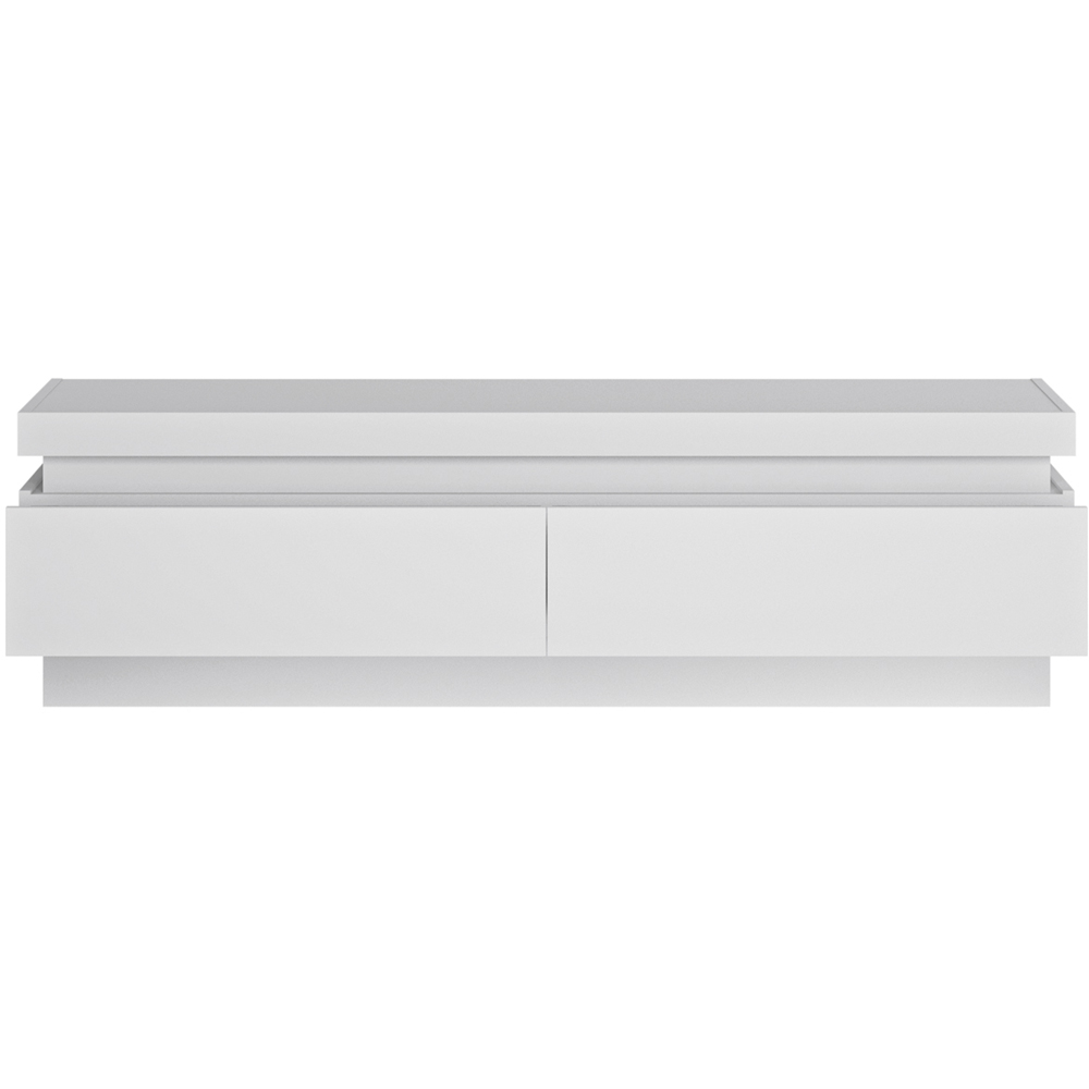 Lyon 2 Drawer White High Gloss LED TV Cabinet Image 3