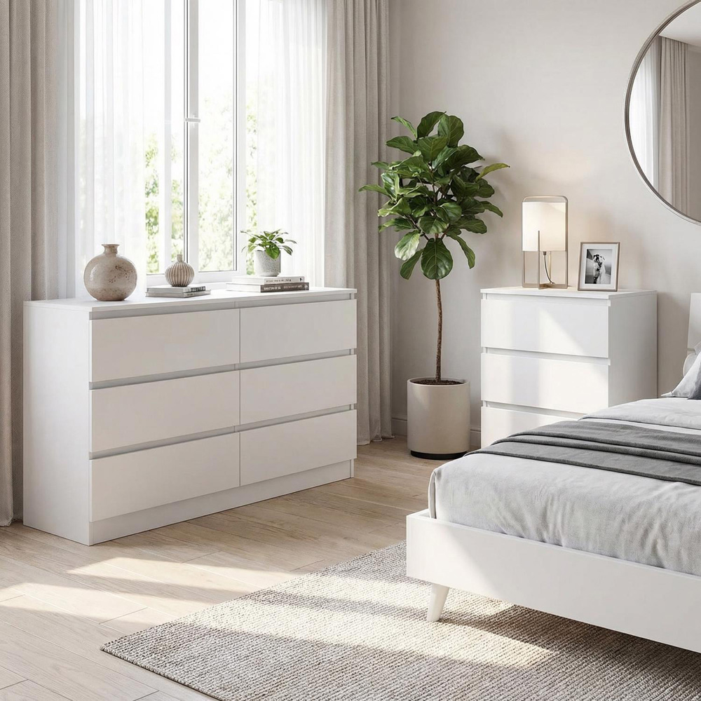 FWStyle Carlton Matt White 2 Piece Bedroom Furniture Set Image 2
