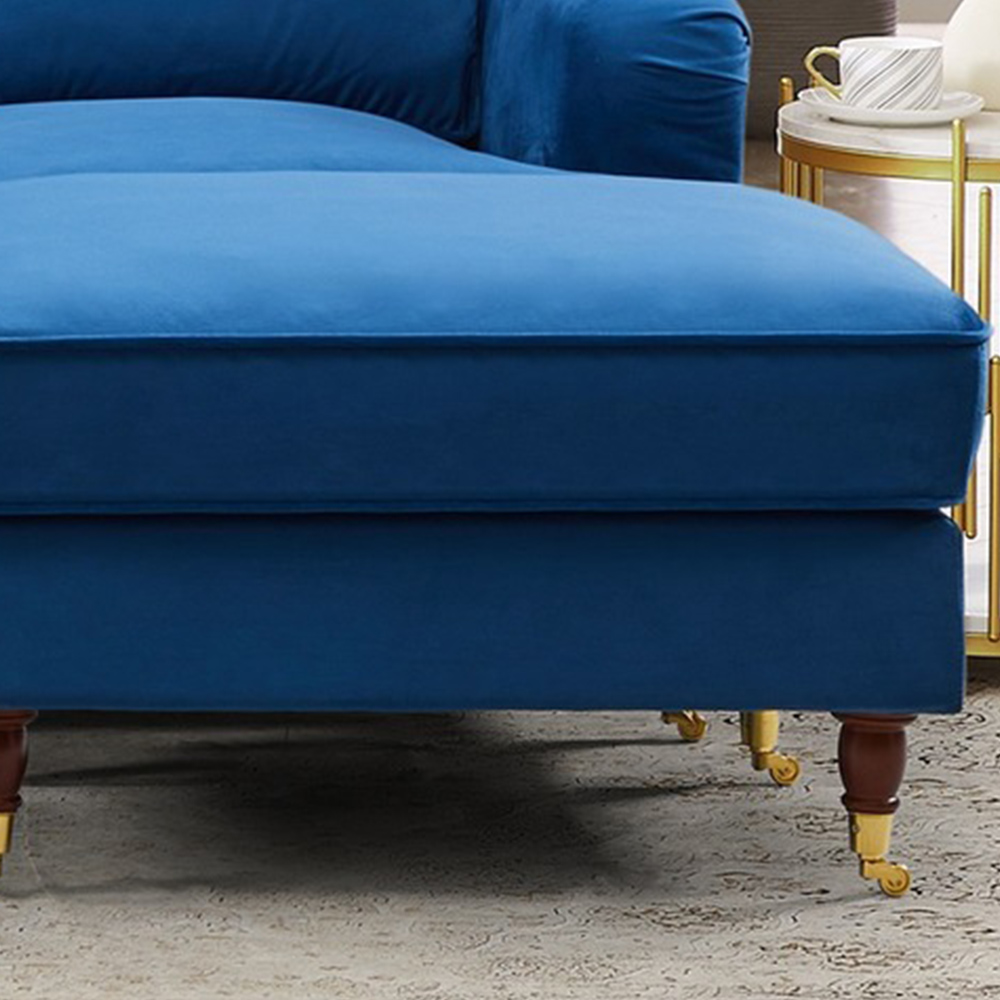 Woodbury 3 Seater Blue Velvet U Shape Corner Sofa Image 3