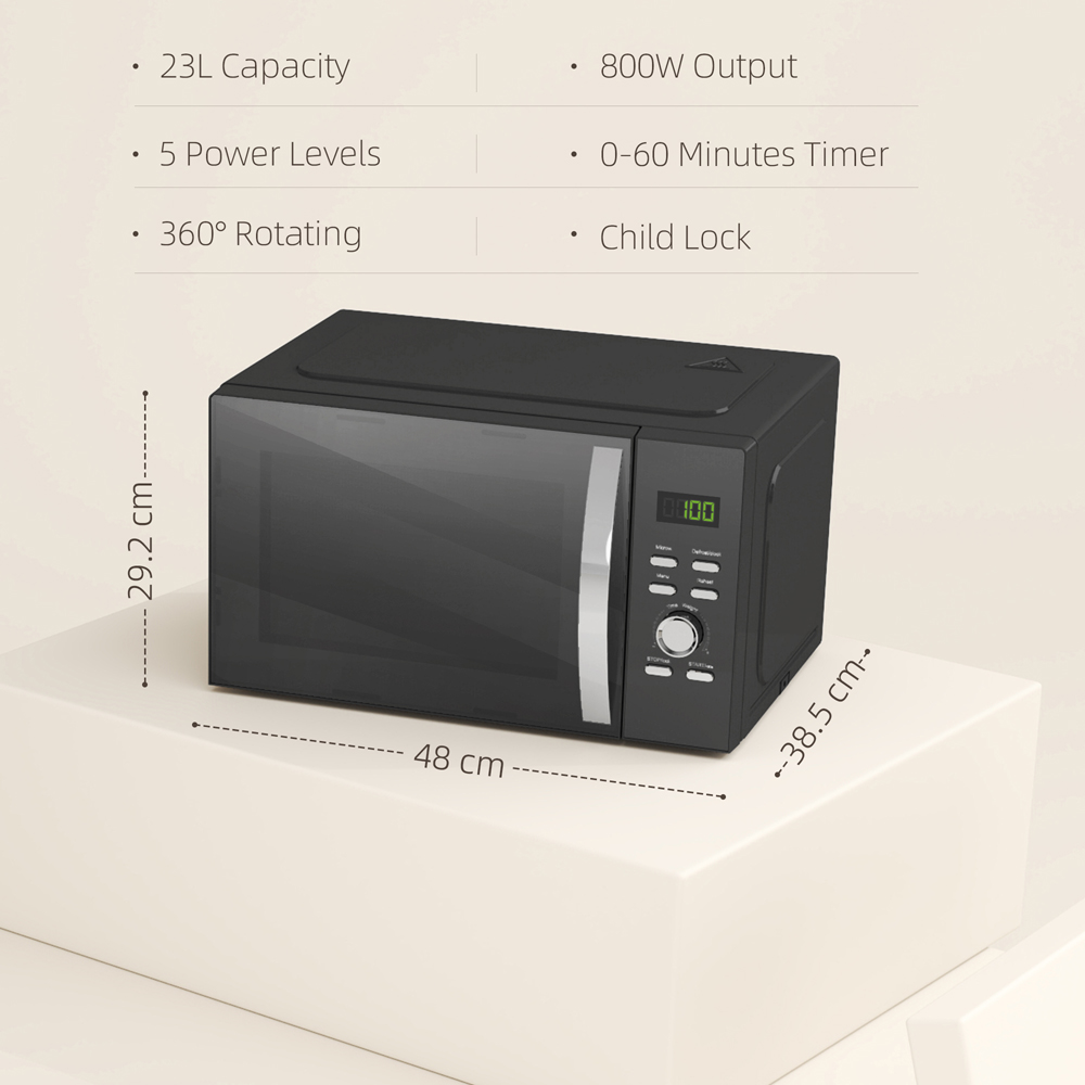 HOMCOM 800-226V70BK Black Microwave Oven 23L 800W Image 9
