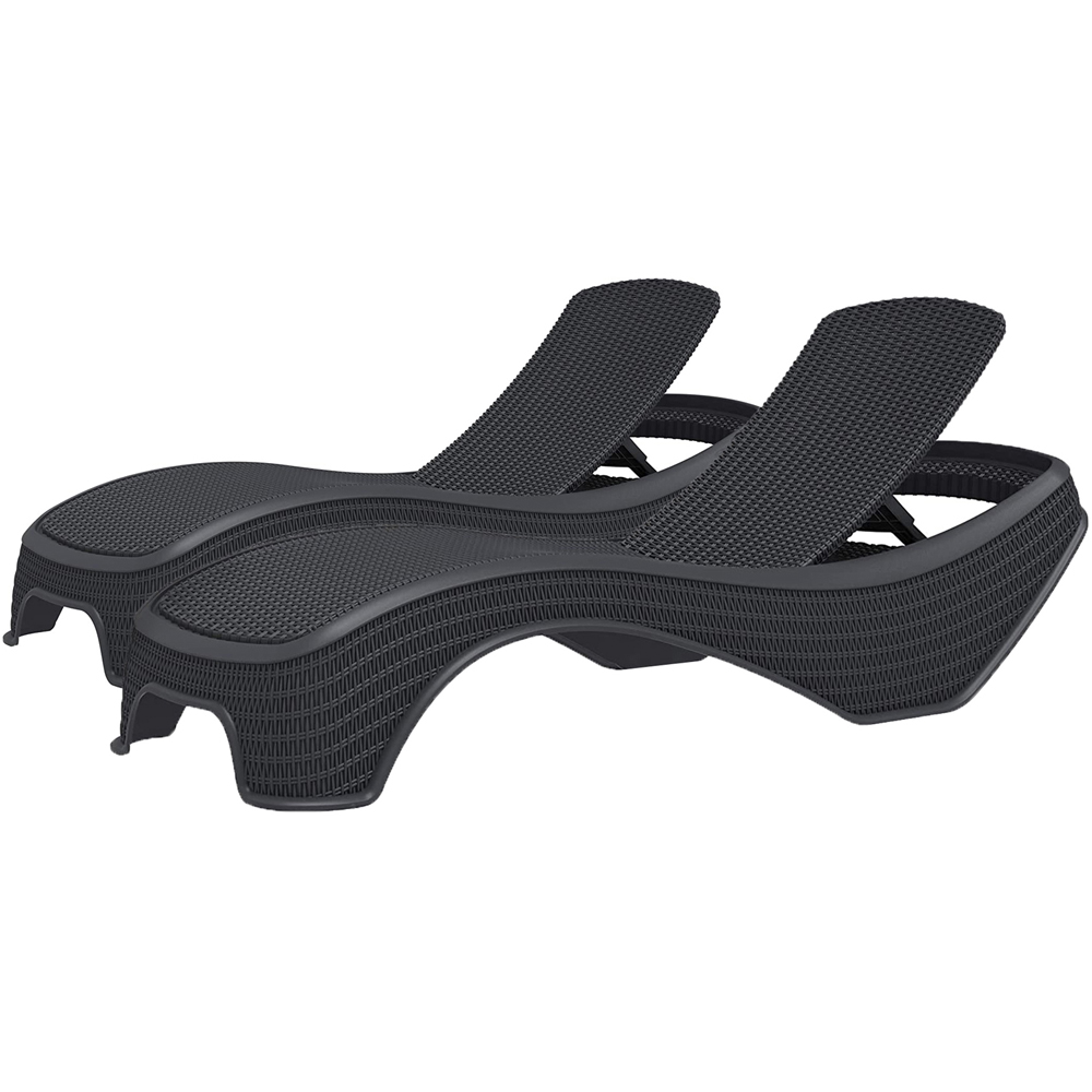 Centurion Supports Set of 2 Maldives Black Rattan Adjustable Sun Lounger Image 3