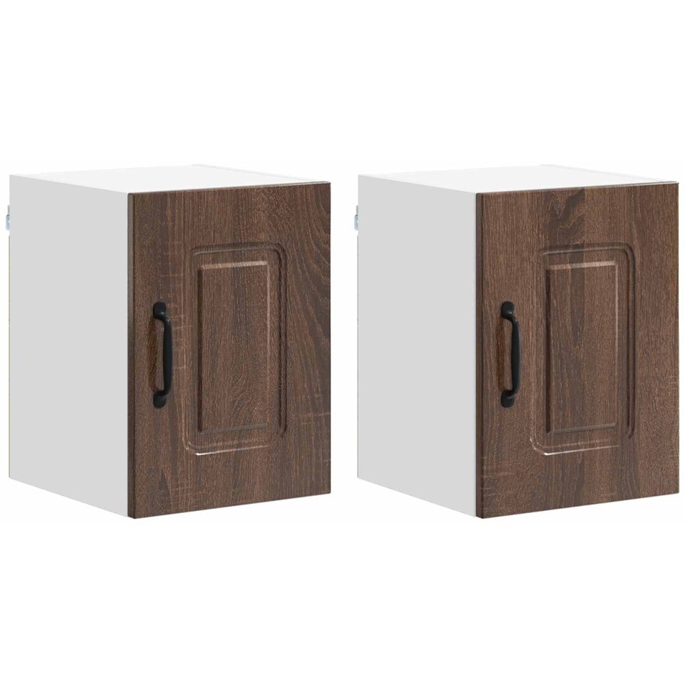 vidaXL Kalmar Single Door Brown Oak Wall Mounted Kitchen Cabinet Set of 2 Image 8