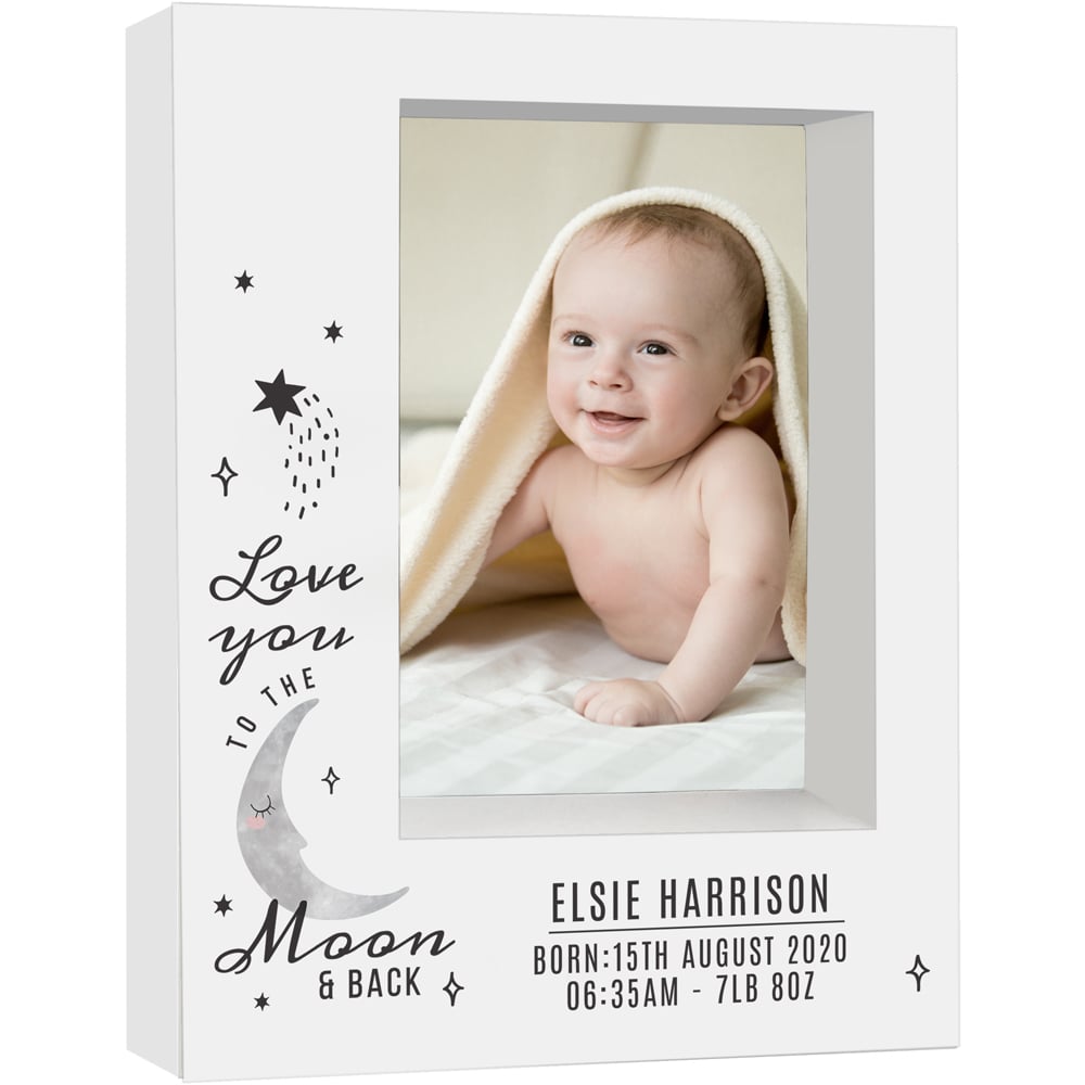 Personalised Memento Baby To The Moon and Back Box Photo Frame 5 x 7inch Image 1