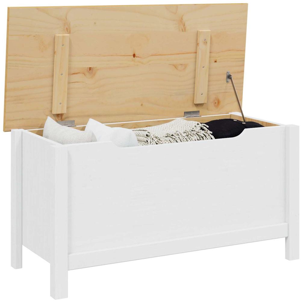 vidaXL White and Honey Brown Storage Box with Lift Top Lid Image 3