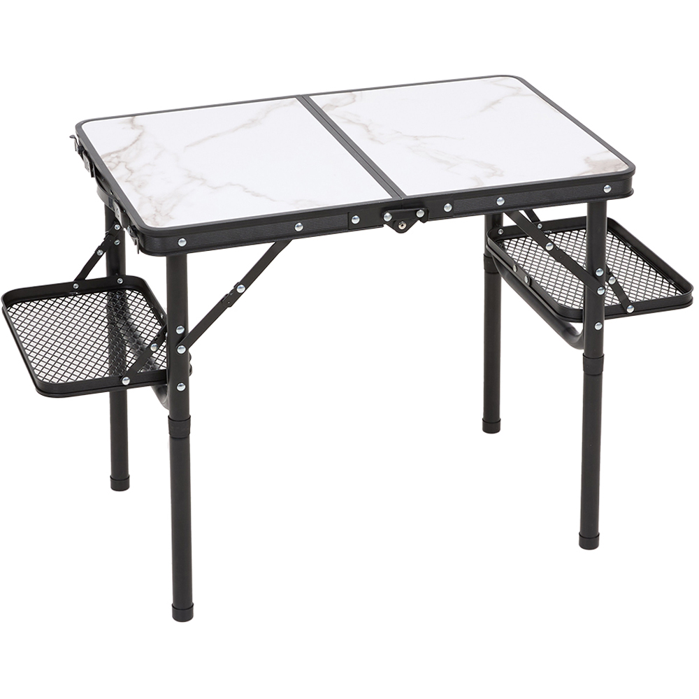 Living and Home Black Folding Camping Table with 2 Side Trays Image 1