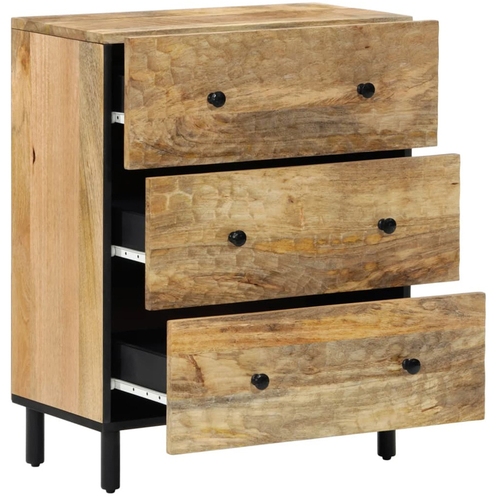 vidaXL 3 Drawer Solid Mango Wood Side Cabinet Image 3