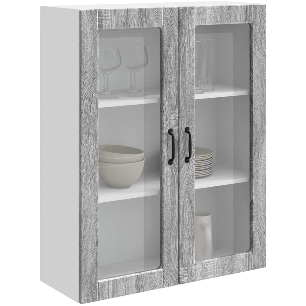 vidaXL 2 Glass Door Grey Sonoma Kitchen Wall Cabinet Image 3