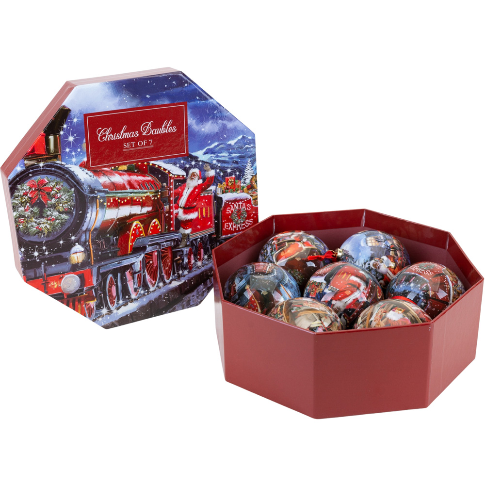 The Christmas Gift Co Red Traditional Christmas Baubles 7 Pack Image 4