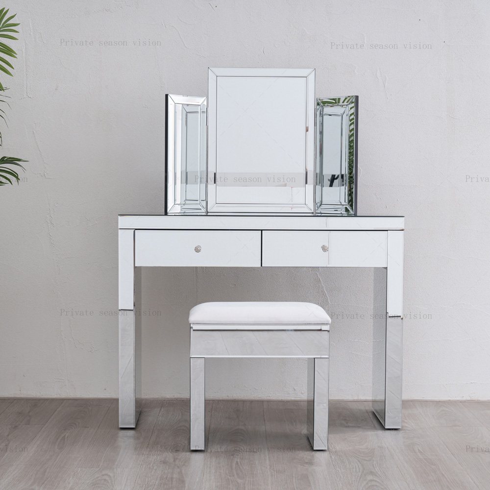Comfy Living 2 Drawer Dressing Table Set with Mirror Image 6