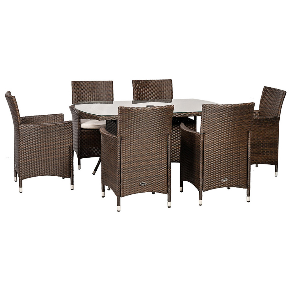 Royalcraft Nevada 6 Seater KD Rectangle Dining Set Brown Image 2