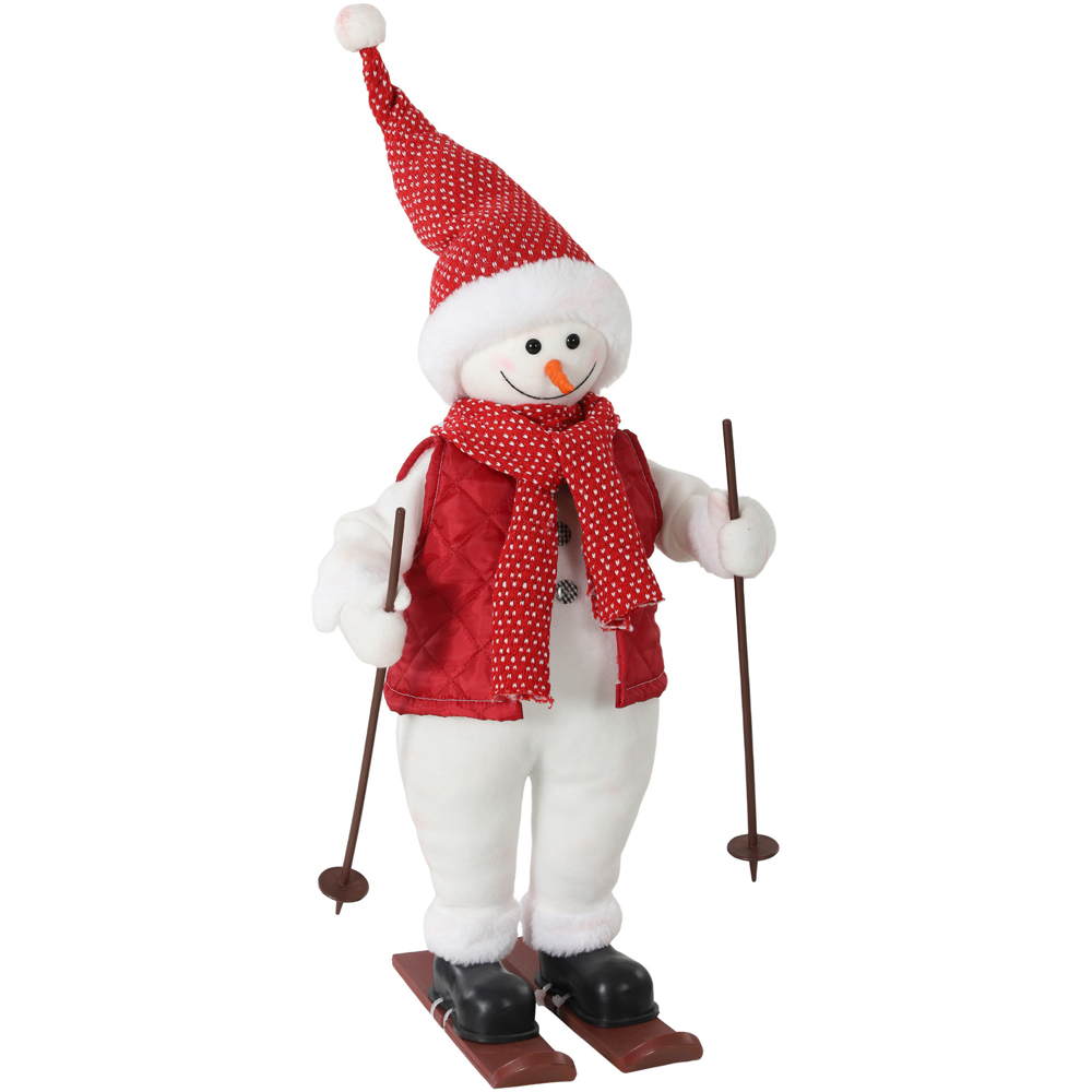 HOMCOM Singing and Skiing Santa Claus with Ski Board and Poles Christmas Decoration 2ft Image 1