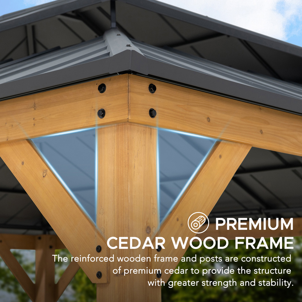 Sunjoy Trivor 3.9 x 4.5m Anthracite Cedar Wood Gazebo Image 7