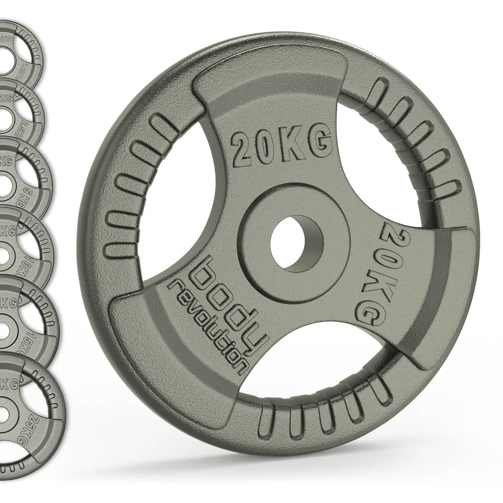 Olympic Tri Grip Cast Iron Weight Plates 20kg 2 Pack Image 2