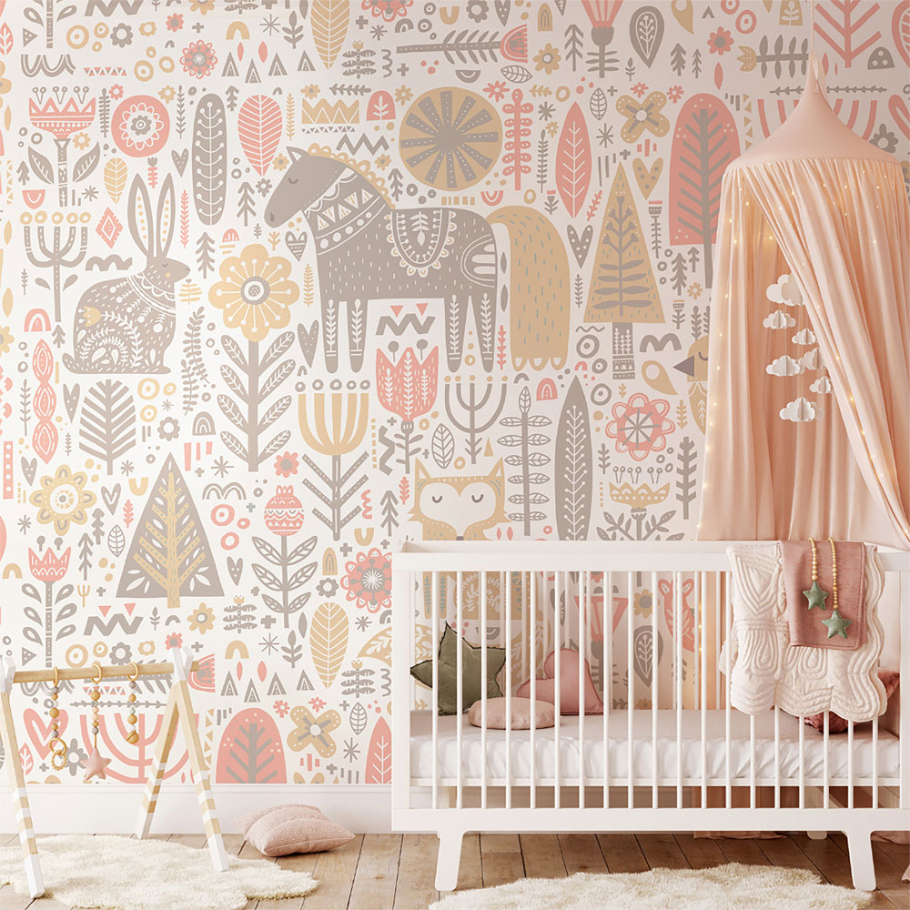 Origin Murals Scandi Forest Animals Multicolour Wall Mural Image 1