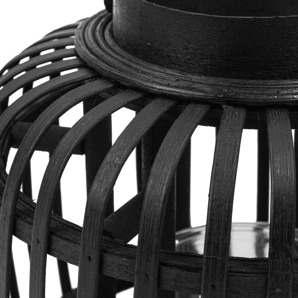 JVL Luna Black Natural Bamboo Lantern with Handle Image 5