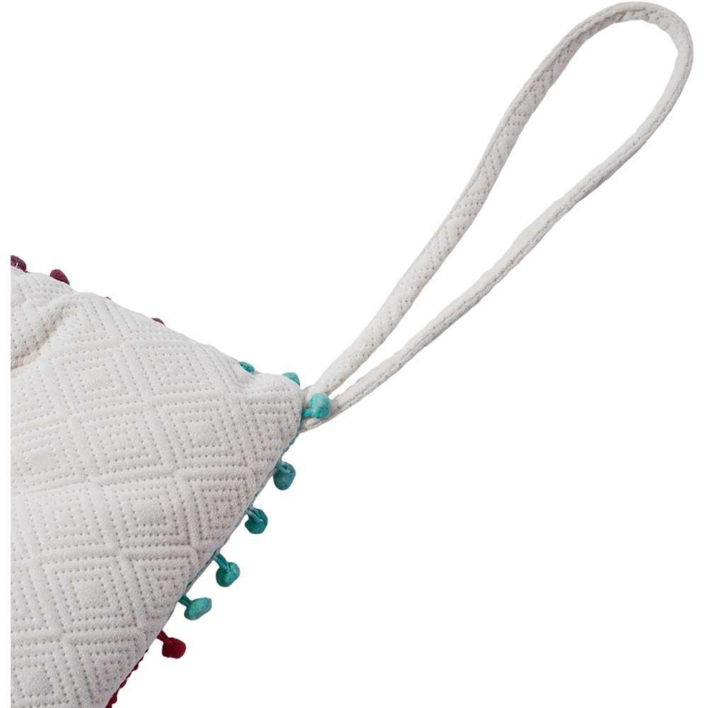 Living and Home White Square Dining Chair Cushion with Pom Poms 40 x 40cm Image 5
