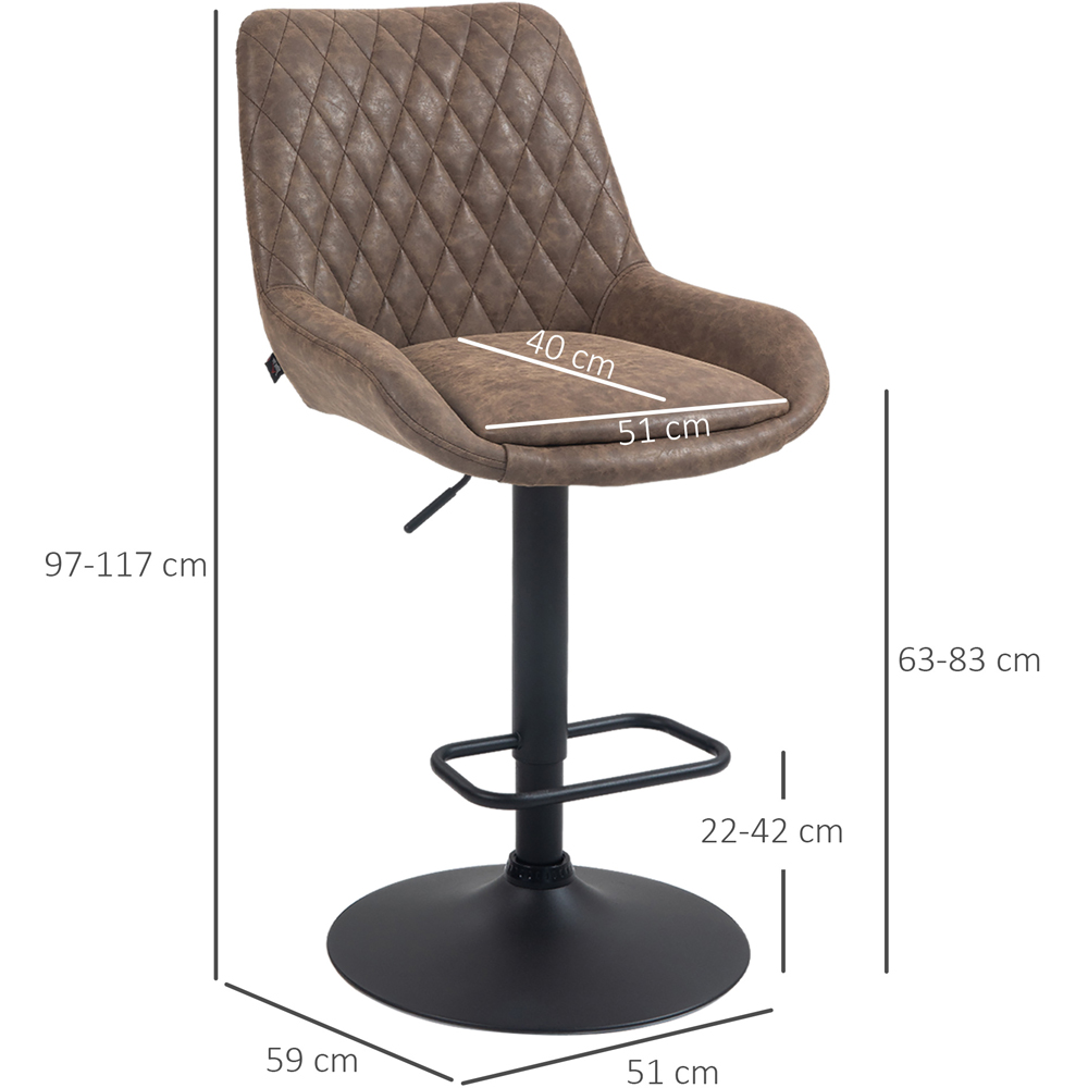 HOMCOM Coffee Faux Leather Diamond Tufted Adjustable Swivel Adjustable Bar Chair Set of 2 Image 9