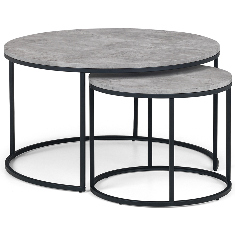 Julian Bowen Staten Concrete Round Nesting Coffee Table Set of 2 Image 2