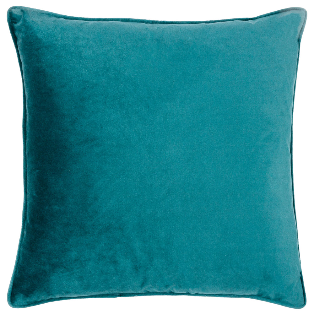 Paoletti Bloomsbury Teal Geometric Cut Velvet Piped Cushion Image 3