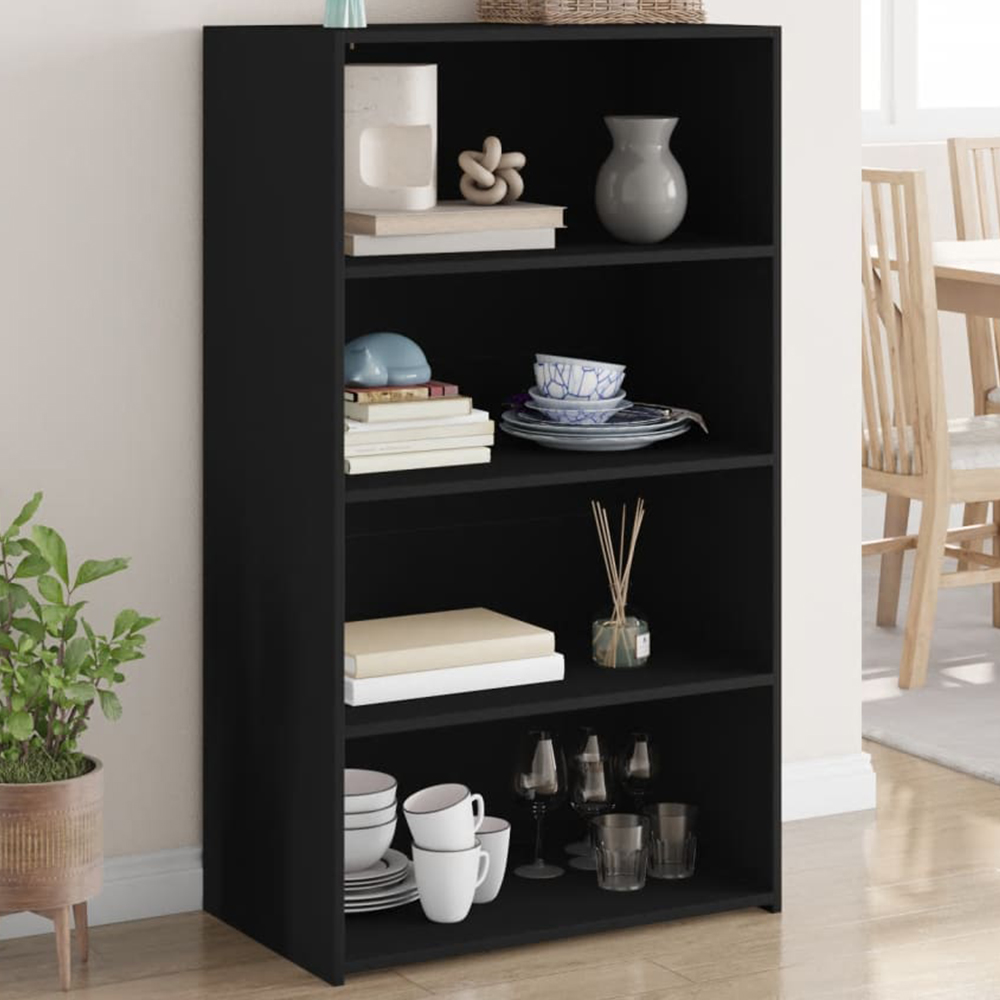 vidaXL 4 Shelf Black Highboard Image 1