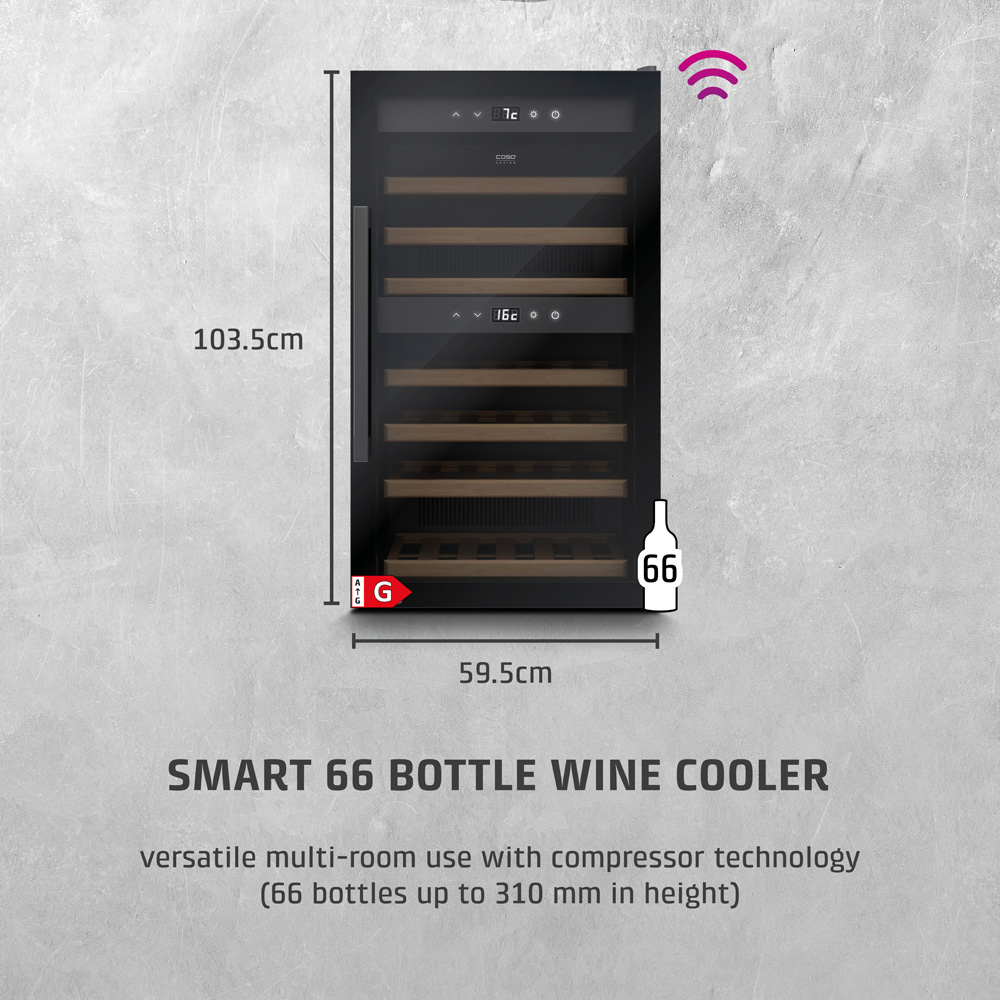 CASO Design WineExclusive 726 Black 66 Bottle Smart Wine Cooler Fridge Image 9