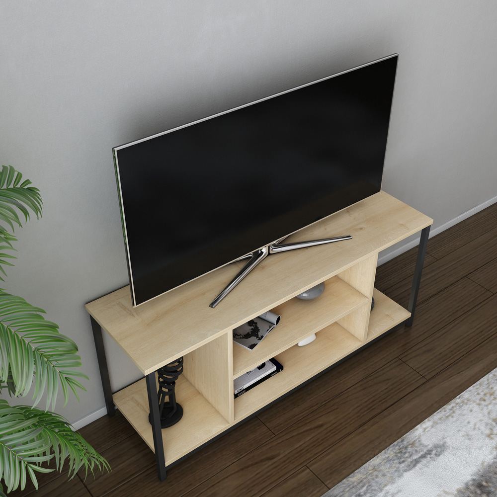 Decorotika Rinaldo 4 Shelf Black and Oak TV Stand for 55 inch TV Image 5