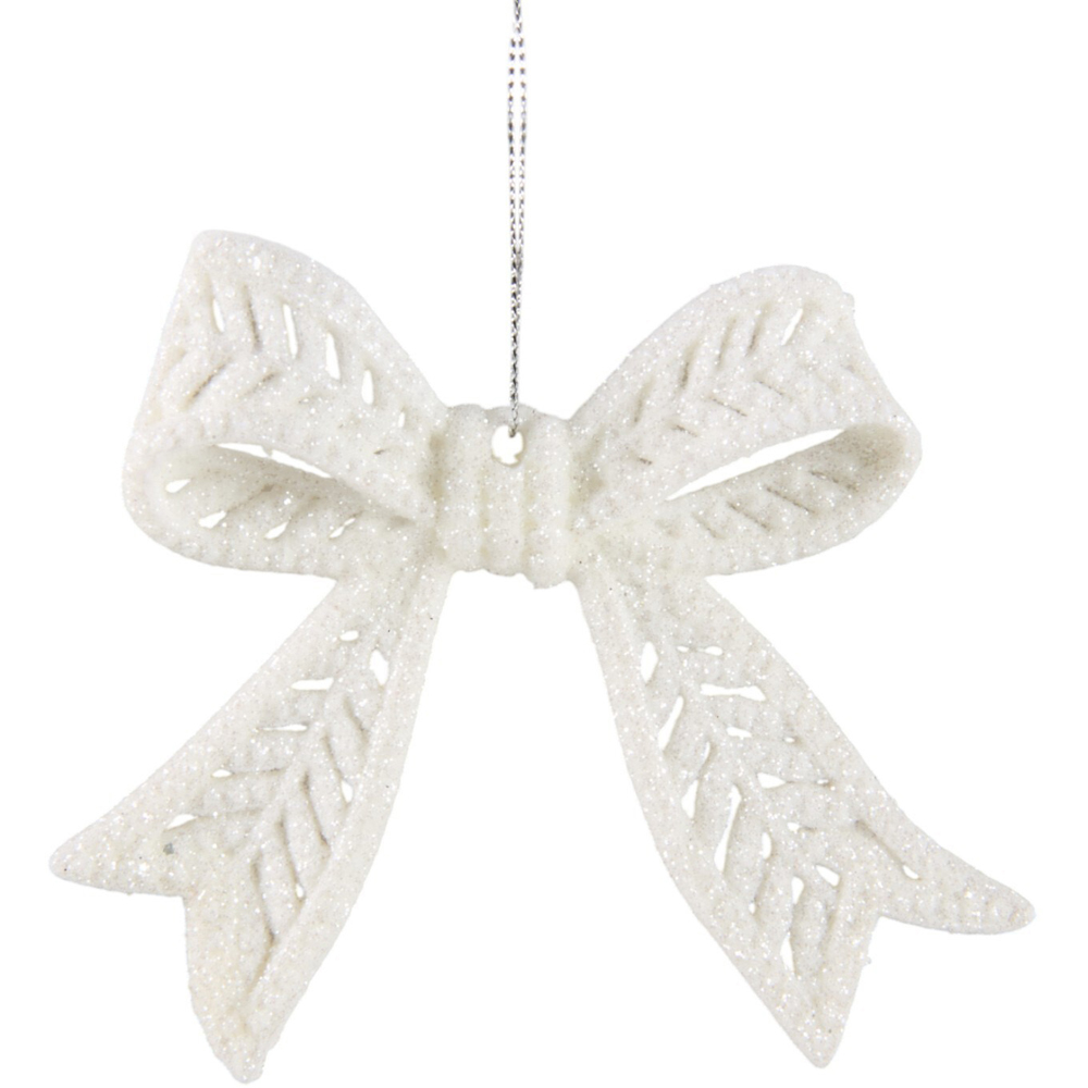 Single Alpine Lodge Glitter Bow Ornament 2 Pack in Assorted styles Image 6