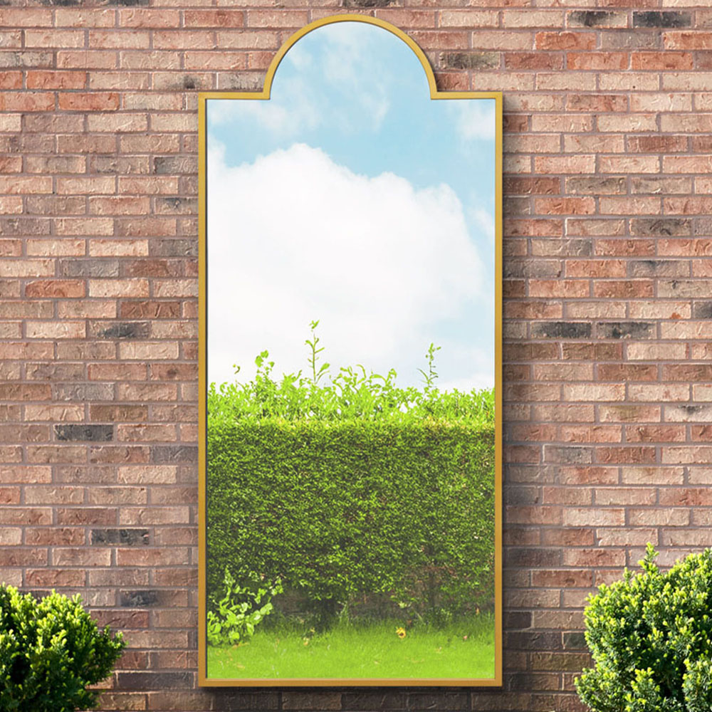MirrorOutlet The Genestra Gold Contemporary Wall and Leaner Garden Mirror 190 x 85cm Image 2