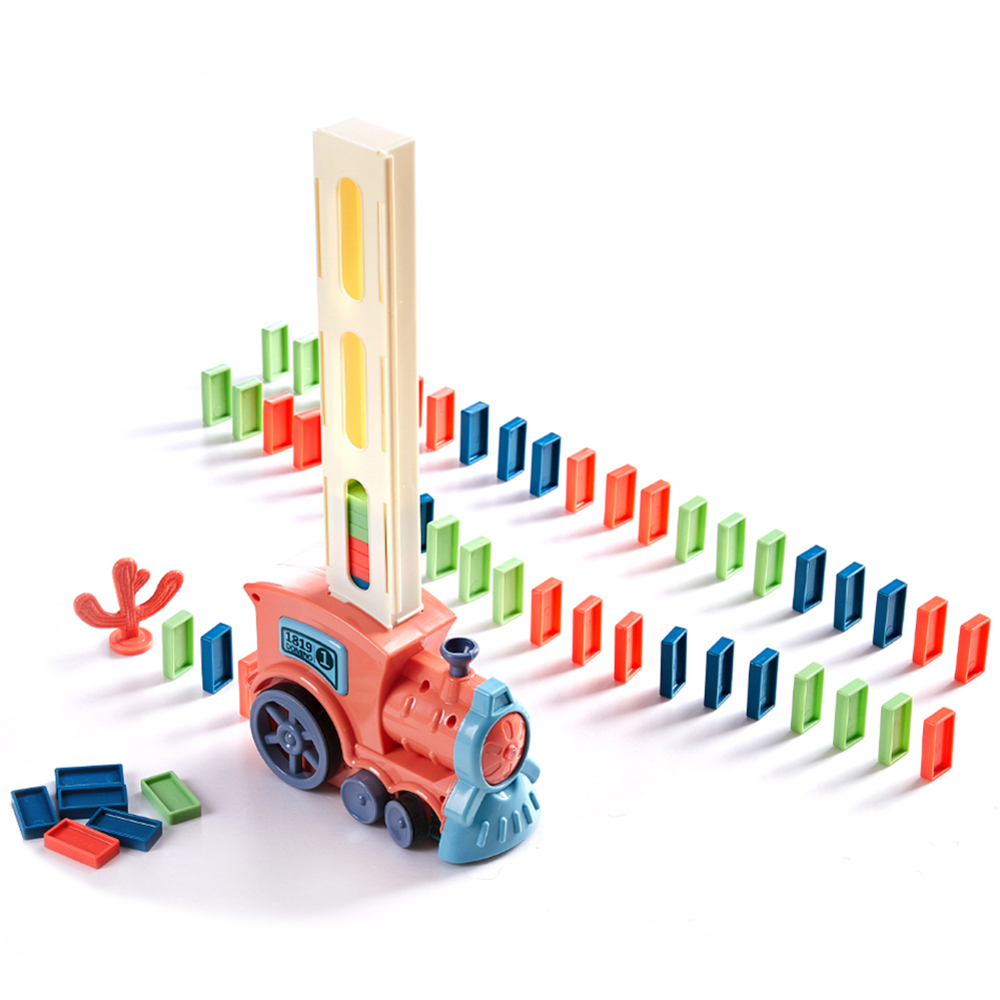 H&O Direct Kids Pink Automatic Domino Laying Train Toy with Sound Image 1