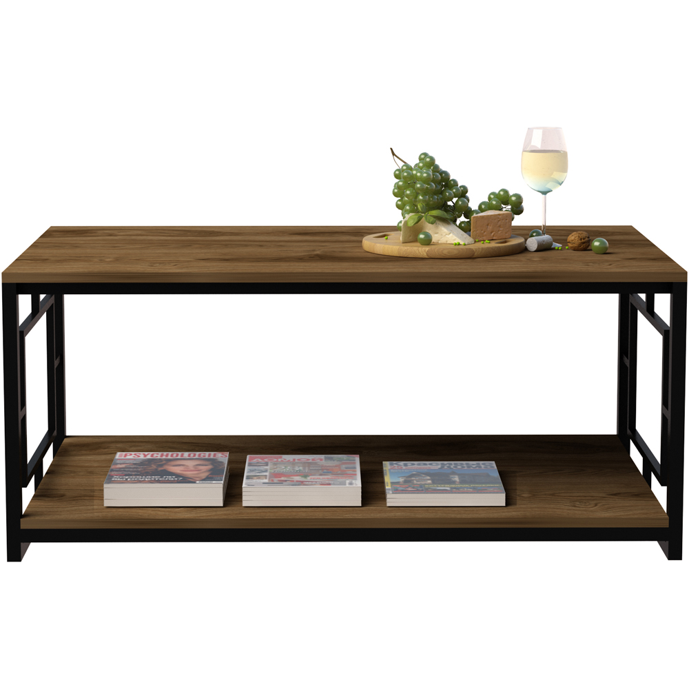 Decorotika Kelvin Single Shelf Black and Walnut Coffee Table Image 5