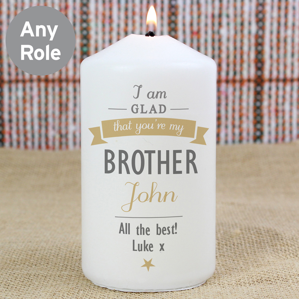 Personalised Memento Personalised I Am Glad Pillar Candle Image 3