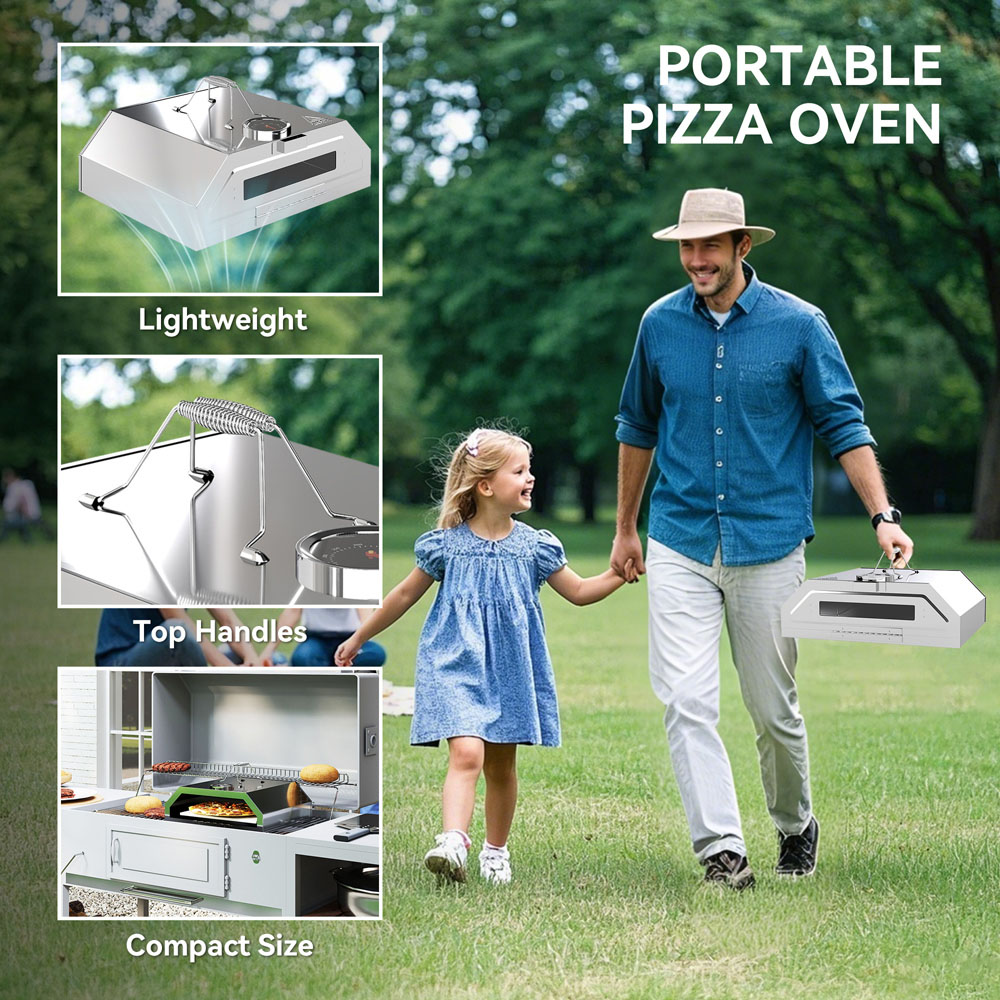 Outsunny Barbecue Pizza Oven with Thermometer Image 6