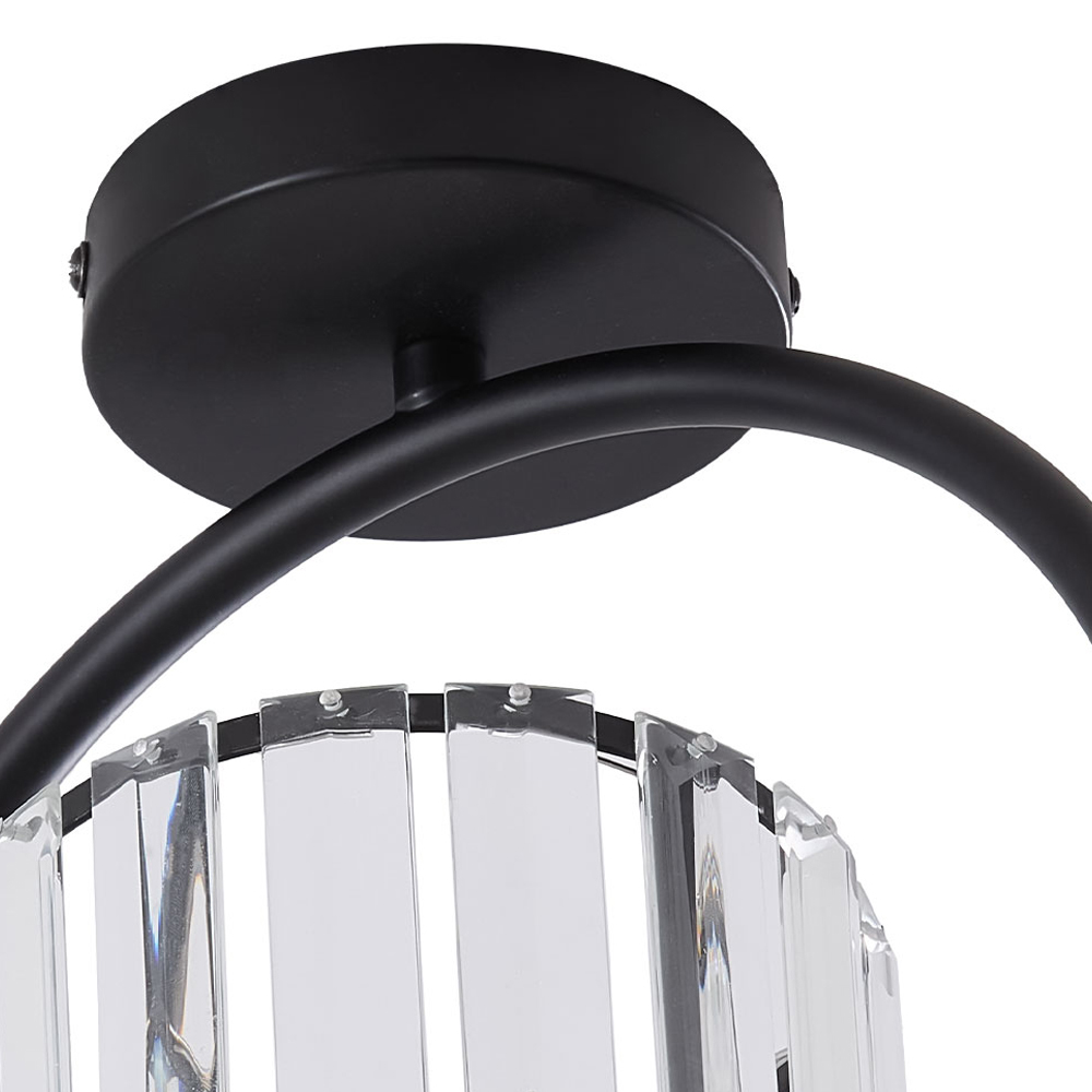 Living and Home Cylindric Shade Black Crystal E27 Ceiling Light Image 7