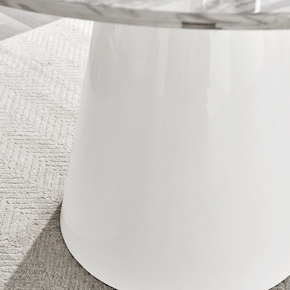 Furniturebox Nova 6 Seater Round Dining Table White Marble Effect Image 4