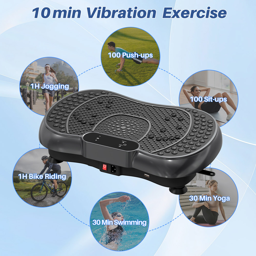 Rattrix Black Vibration Plate Exercise Machine with Bluetooth Speaker and LED Display Image 4