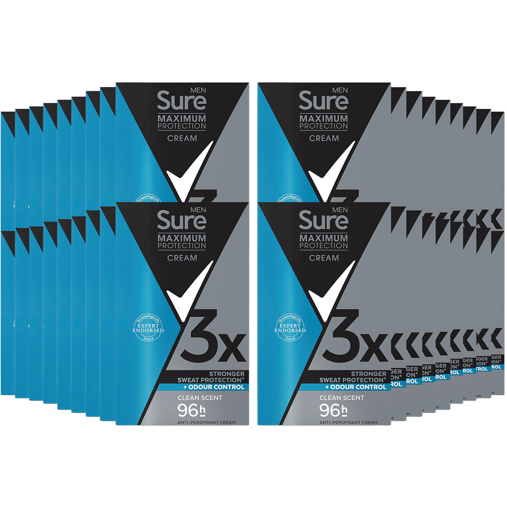 Sure Men Maximum Protection Clean Scent Anti-Perspirant Deodorant Stick 45ml 36 Pack Image 1