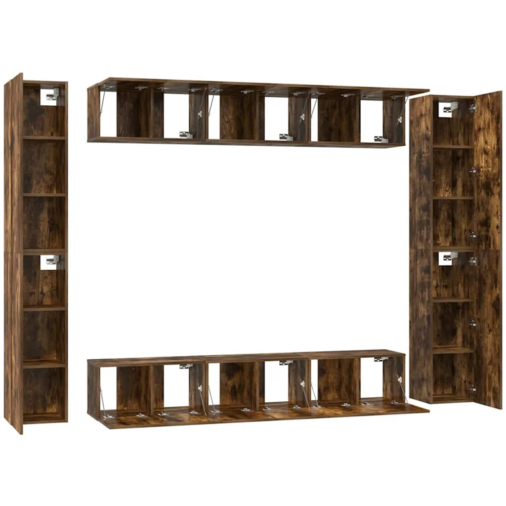 vidaXL 24 Door Smoked Oak Wall Mounted TV Cabinet 10 Piece Image 5