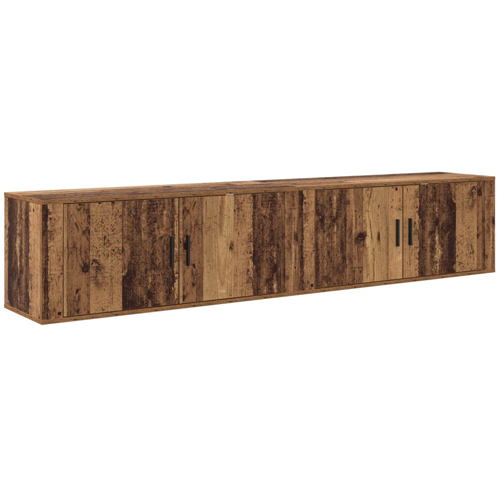 vidaXL 2 Door Old Wood Wall Mounted Wide TV Unit Set of 2 Image 7