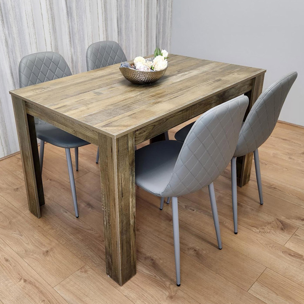 Portland 4 Seater Dining Set Rustic Effect and Grey Image 3