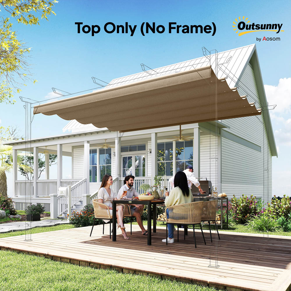 Outsunny 3 x 3m Tan Retractable Pergola Cover Image 4