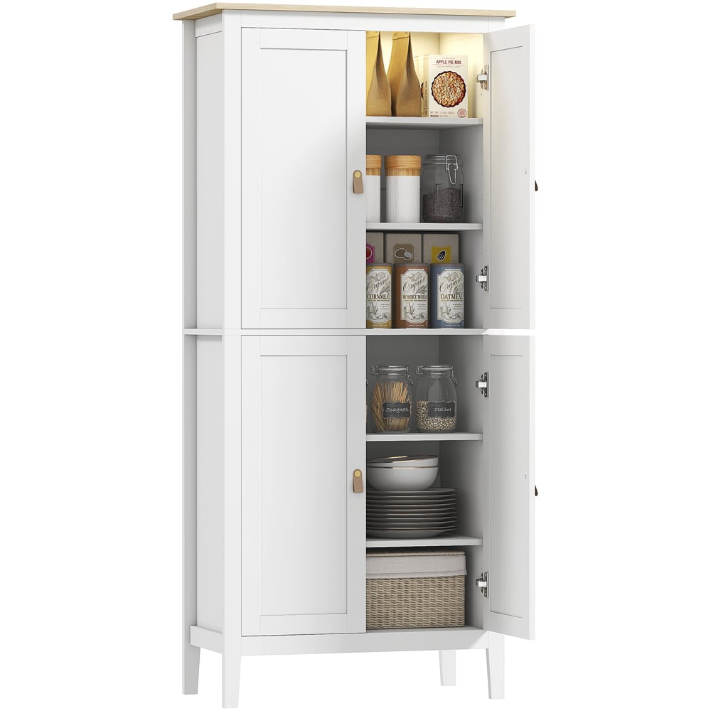 HOMCOM 4 Door White Tall Freestanding Pantry Storage Cabinet Image 2