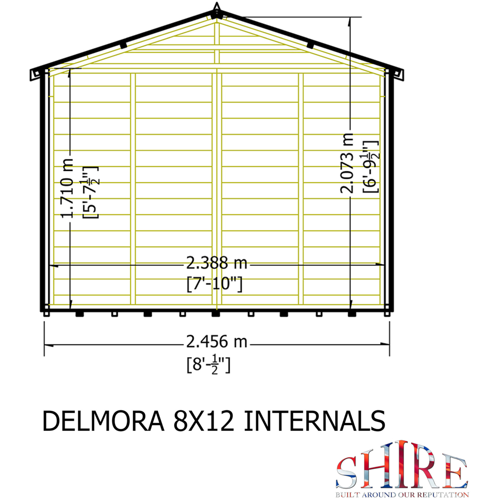 Shire Delmora 8 x 12ft Double Door Traditional Summerhouse Image 8