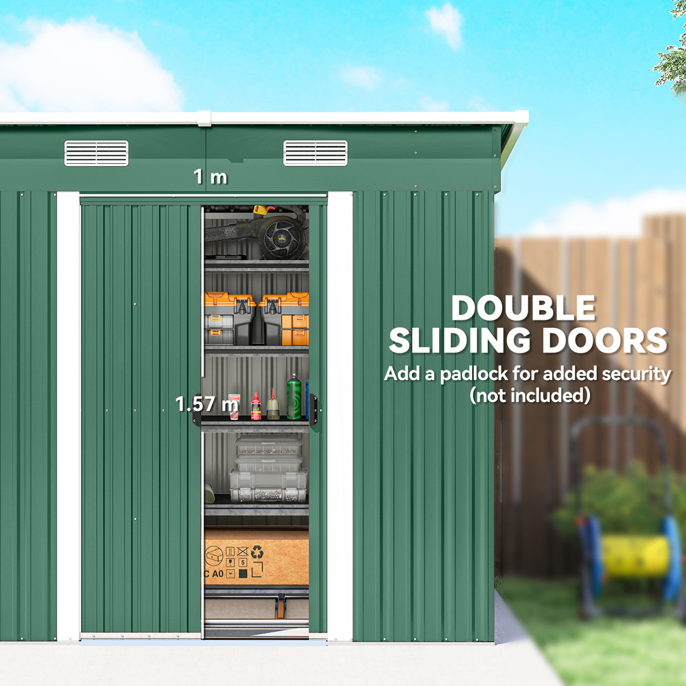 Outsunny 7 x 4ft Green Garden Storage Shed Image 6