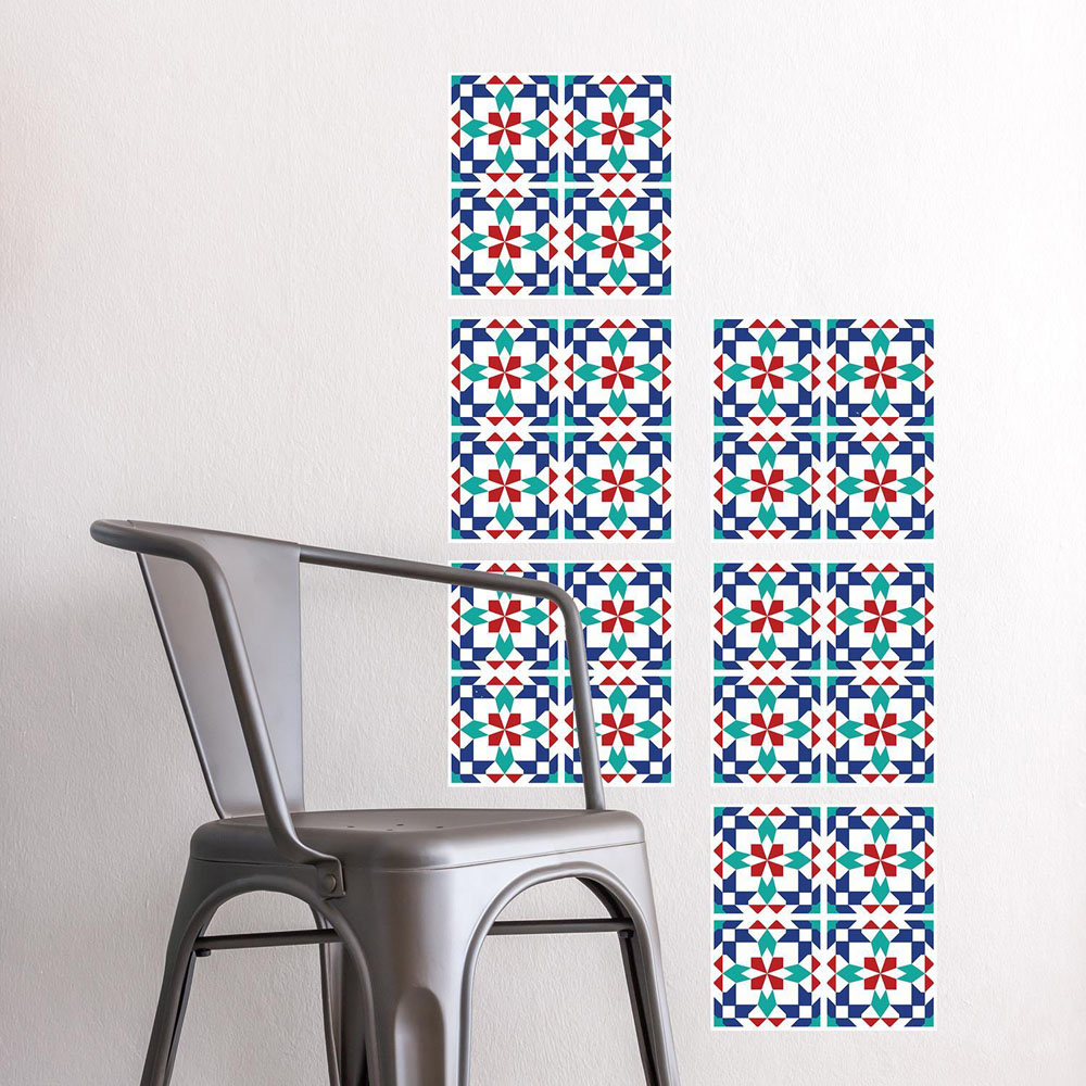 Walplus Marrakech Blue Self Adhesive Tile Sticker 12 Pack Image 4