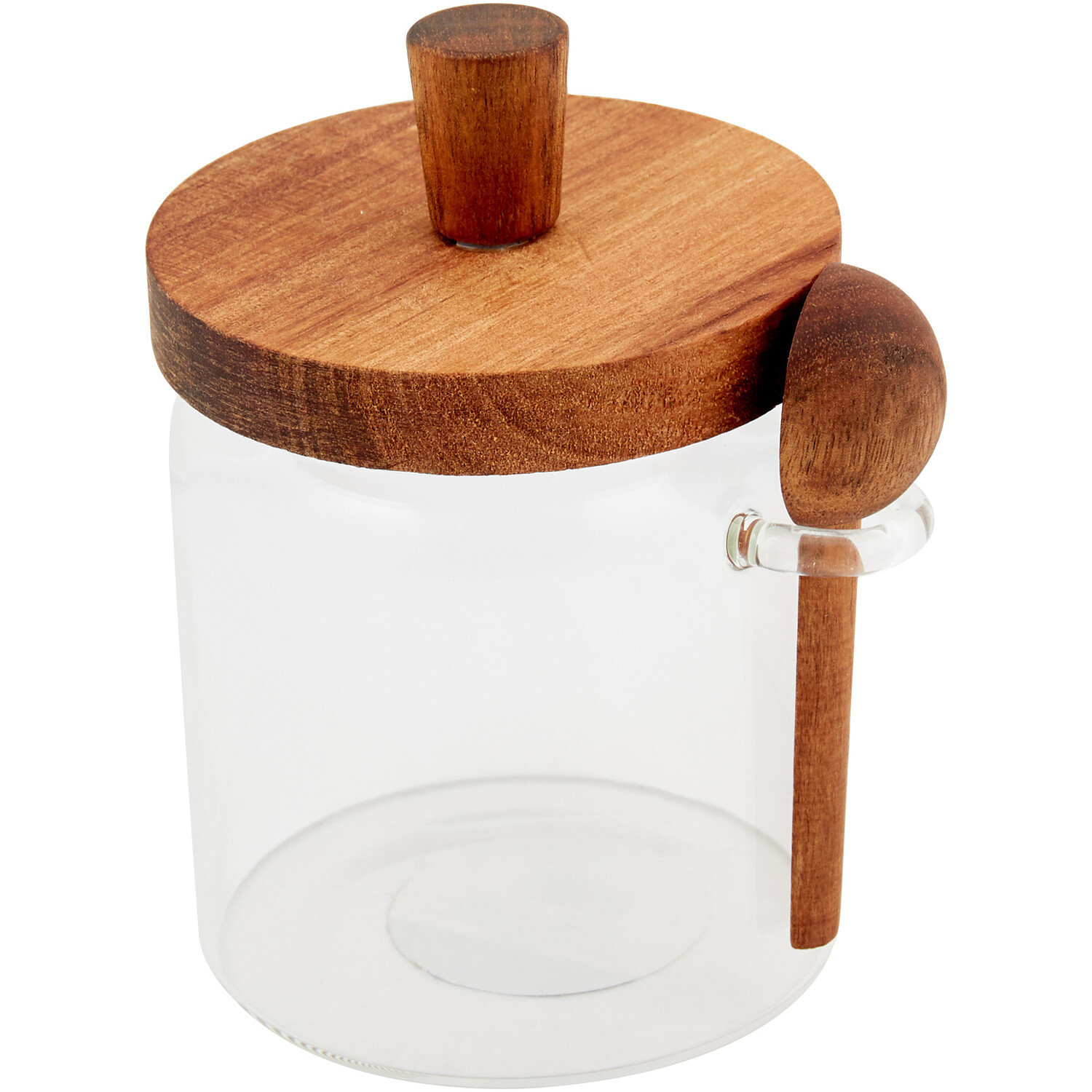 Glass Storage Jar with an Acacia Lid and Spoon - 450ml Image 1